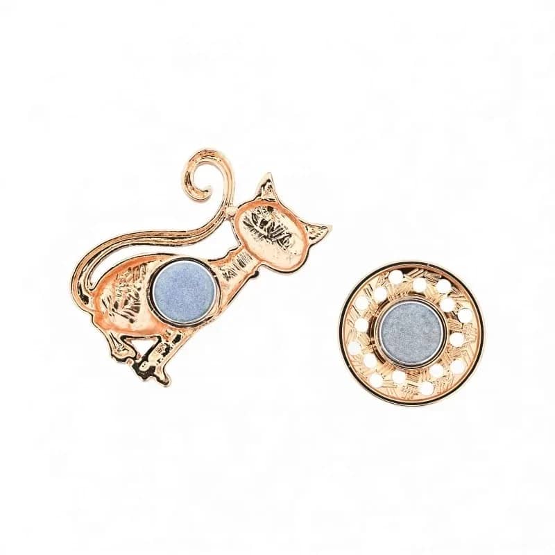 Broche aimantée chat multicolore, détail