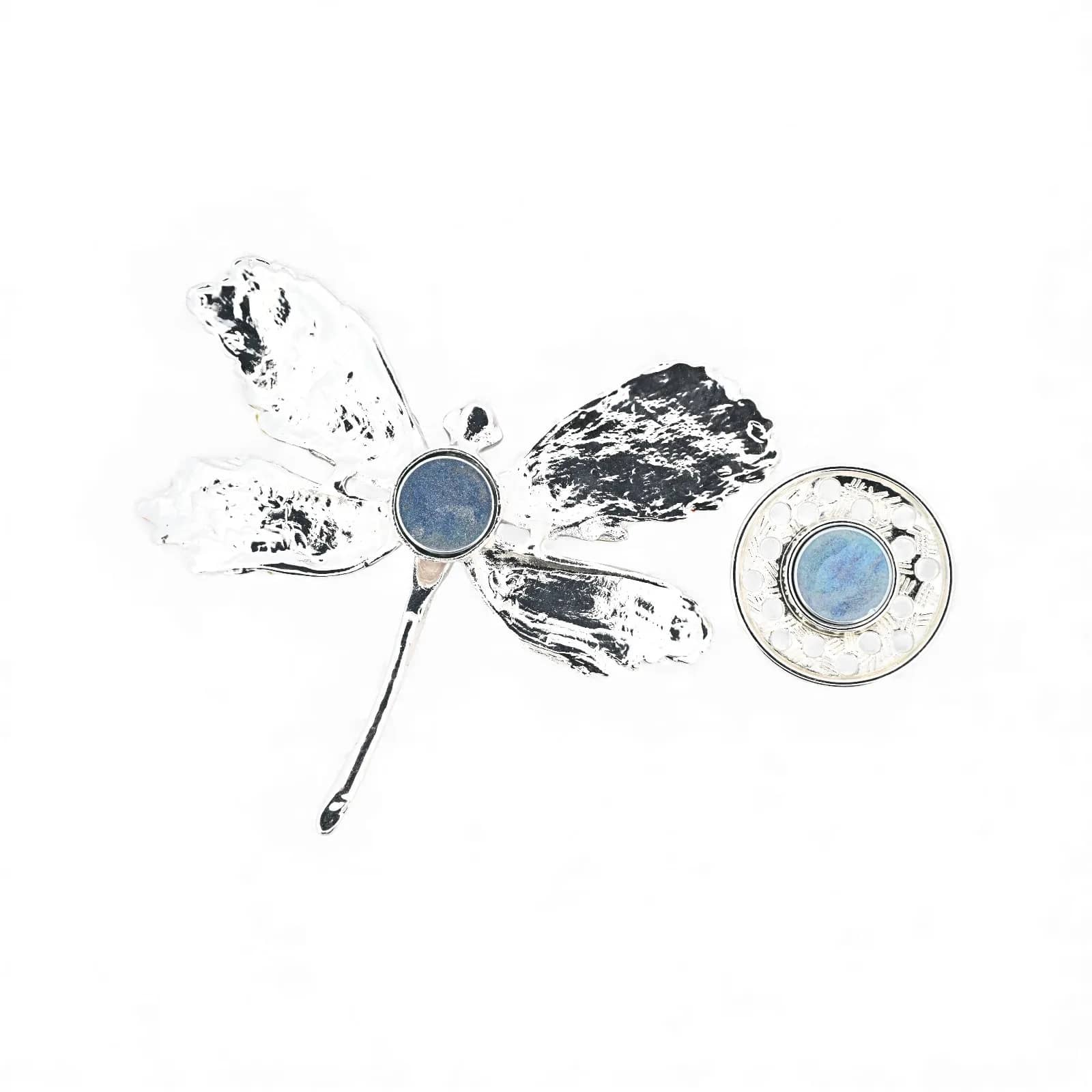 Grande broche libellule multicolore, dos avec plaque magnétique