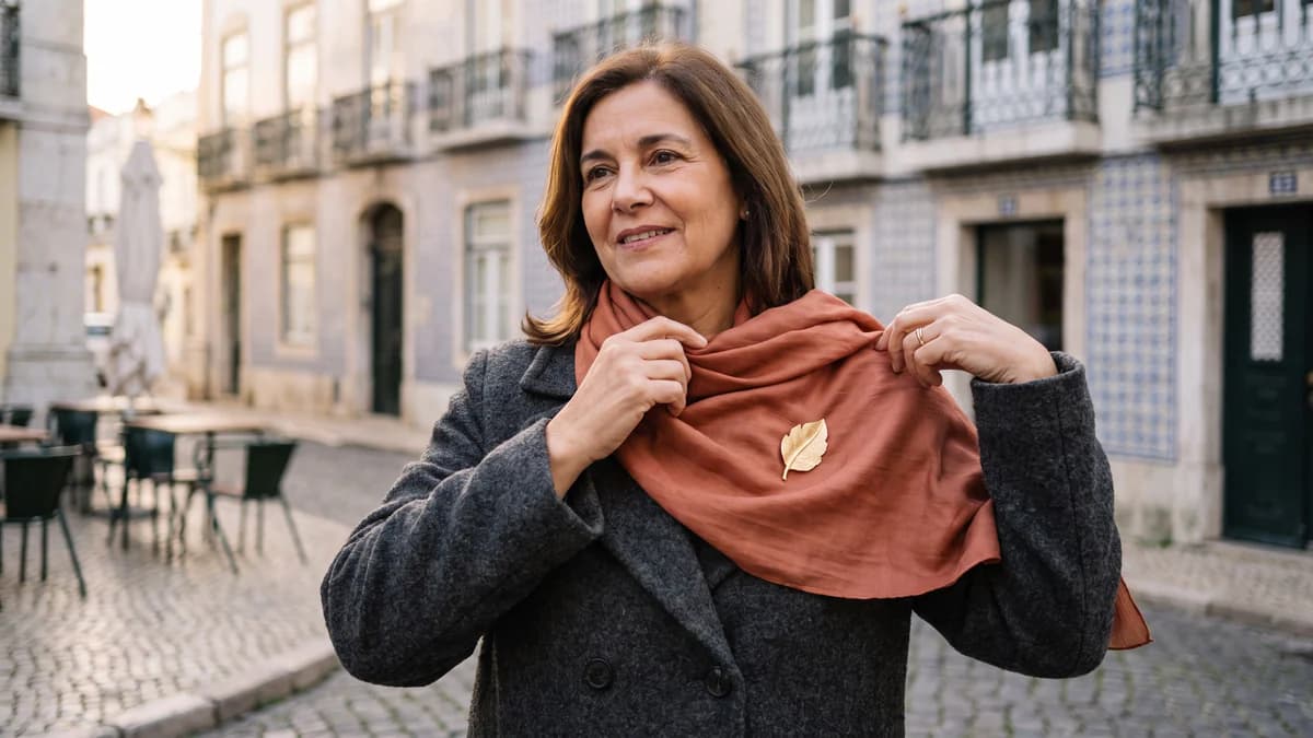 Prender um lenço com um broche: comece pelo tecido e pelo fecho