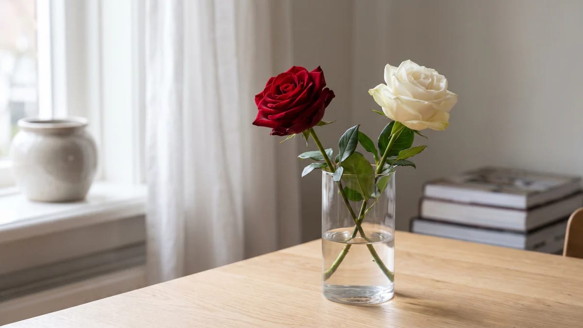 Rode en witte rozen: betekenis en een passend gebaar kiezen