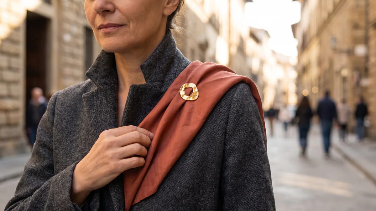 Come fermare un foulard con una spilla senza tirare il tessuto