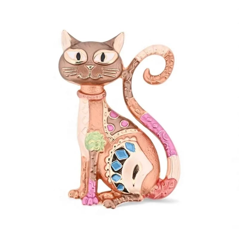 Broche aimantée chat multicolore, face