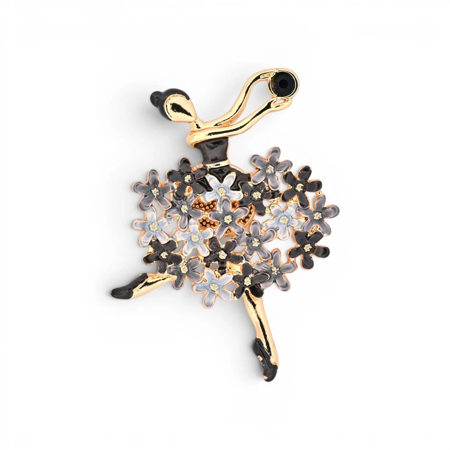 Broche Gymnaste Fleurie Dorée Aimantée au Ballon