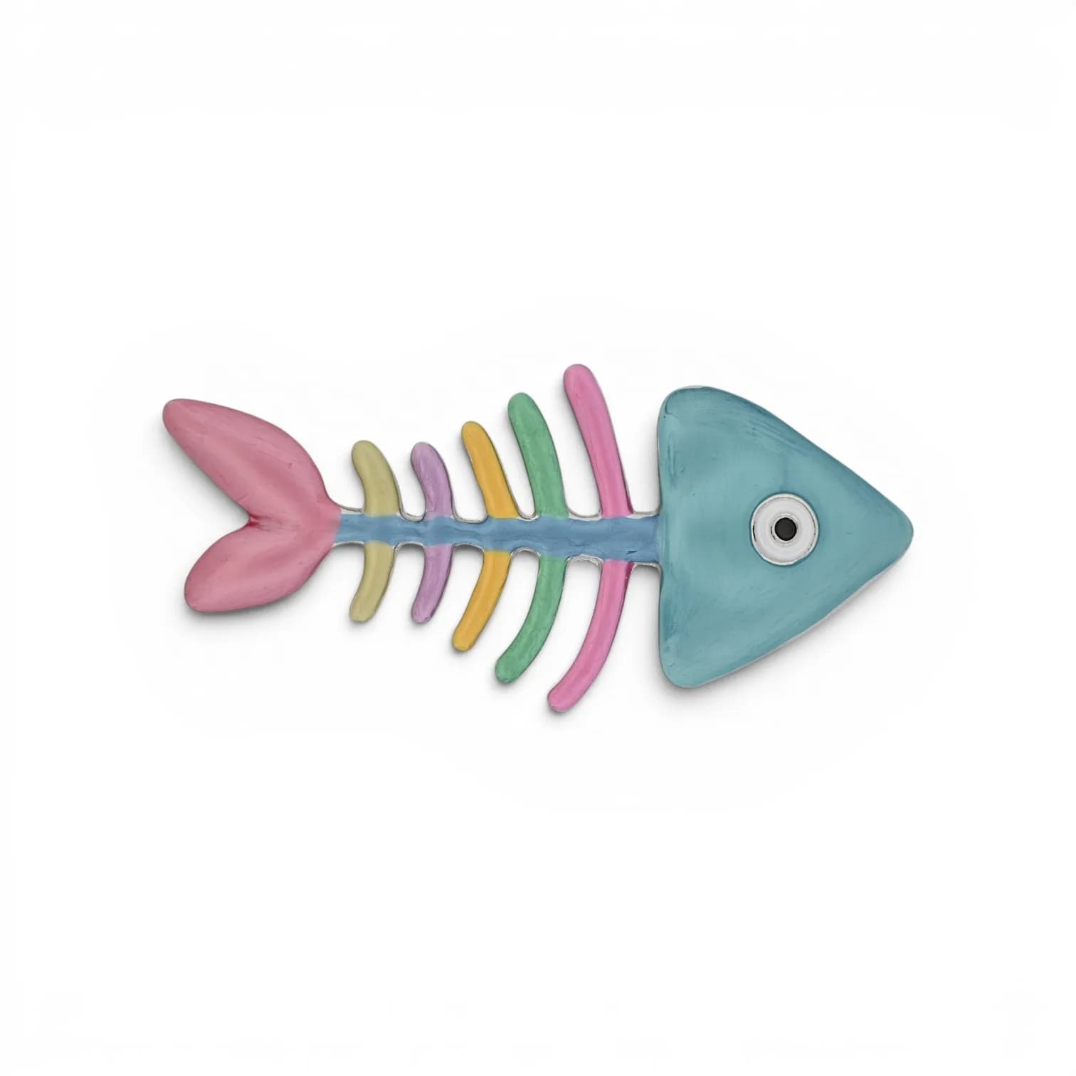Broche Arête de Poisson Multicolore en Acier Argenté Aimantée