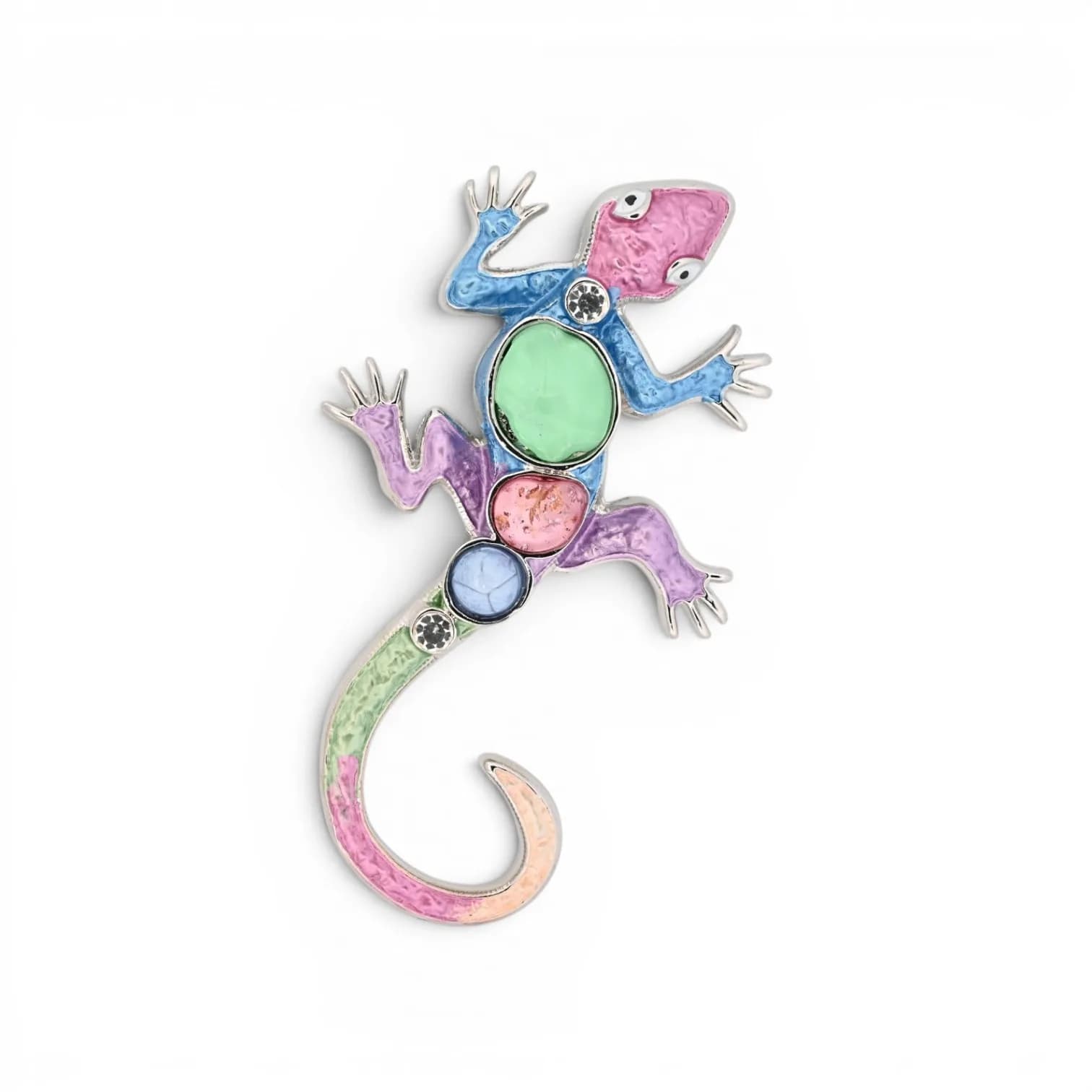 Broche Animal Stylisé Multicolore Aimantée en Acier Argenté