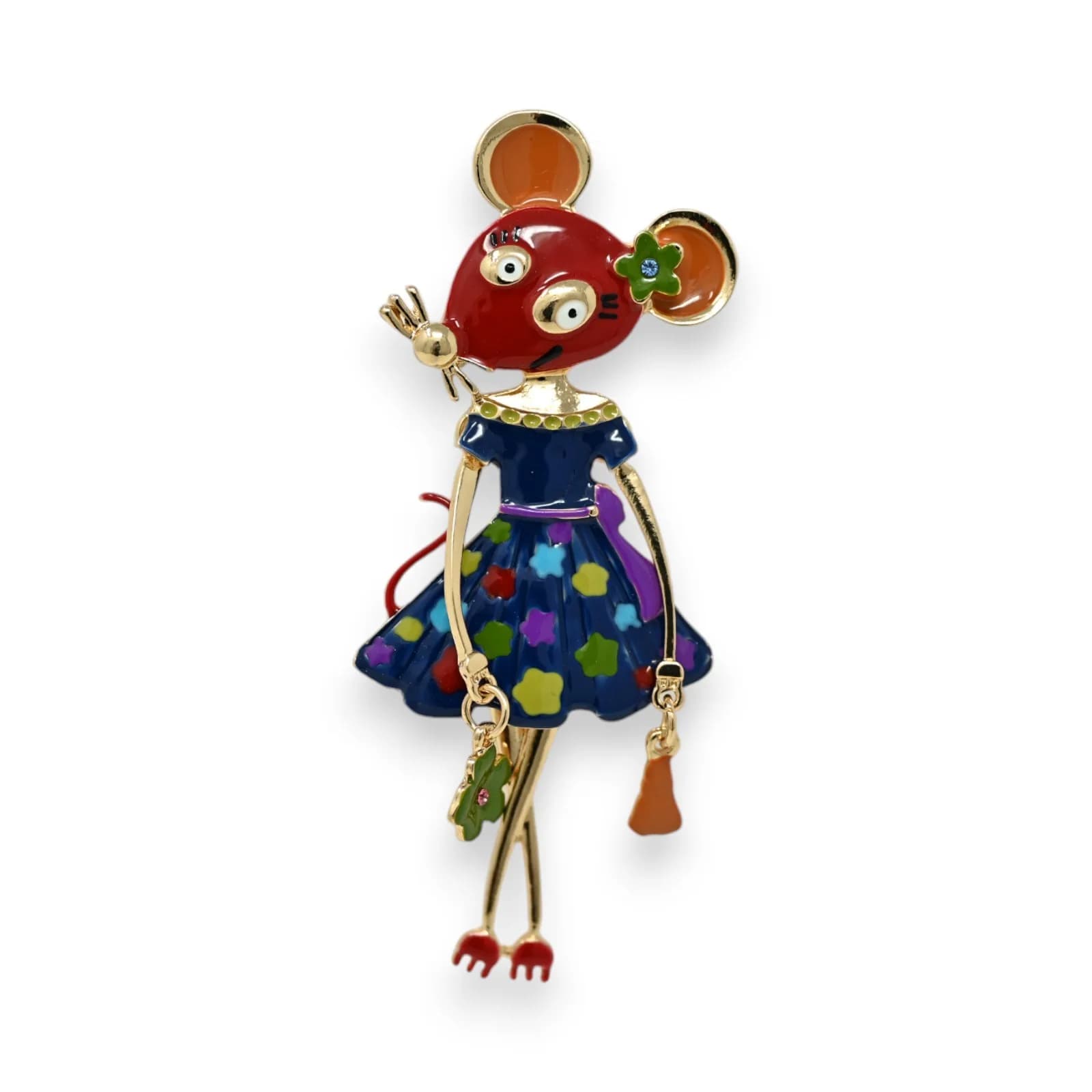 Grande Broche Souris Habillée Dorée Aimantée