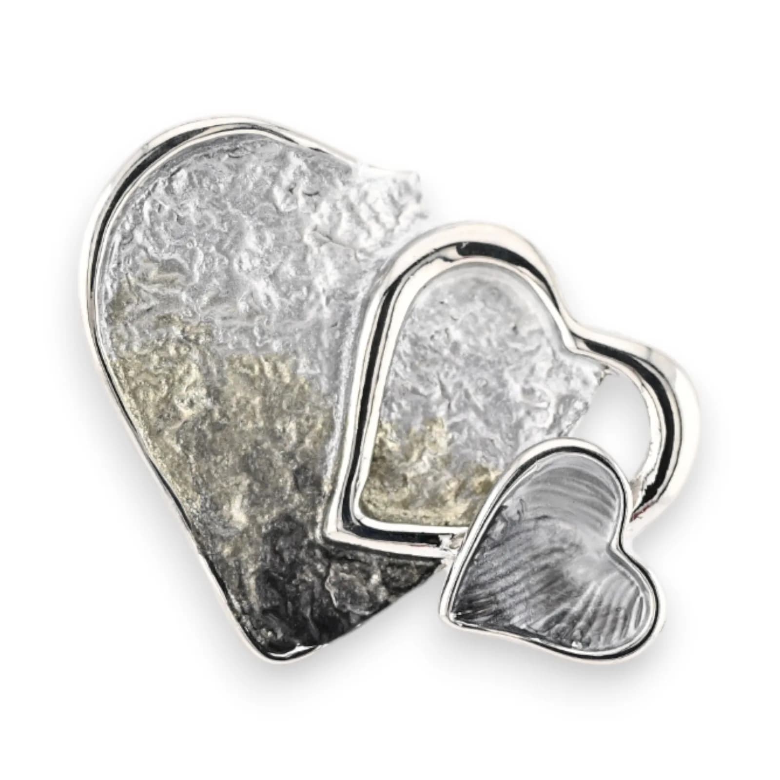 Broche Triple Cœurs Argentée Aimantée