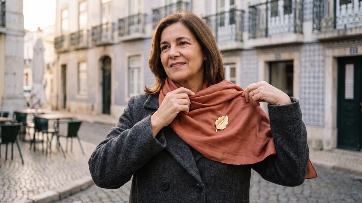Prender um lenço com um broche: comece pelo tecido e pelo fecho
