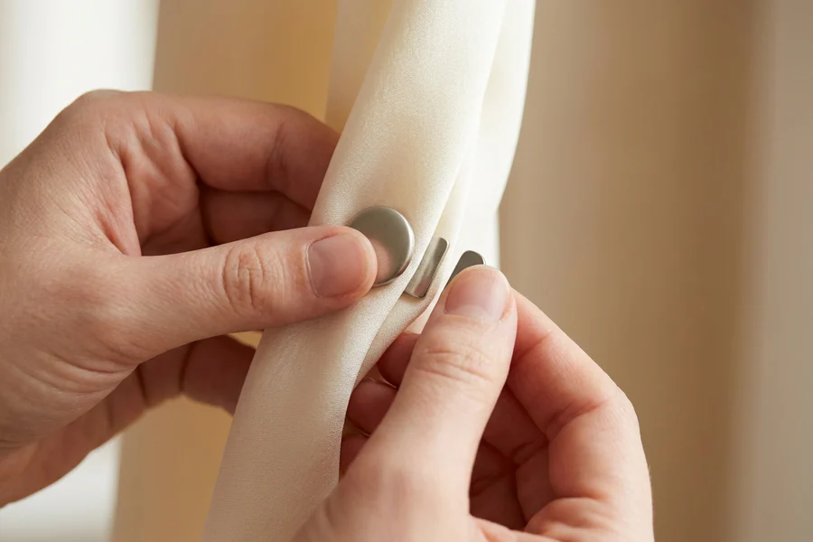 Dettaglio di una chiusura magnetica su un foulard