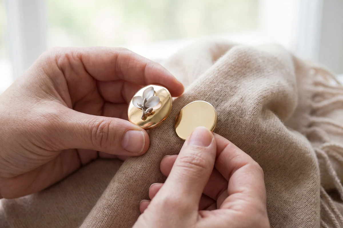 Broche à fermeture magnétique près d’un foulard en maille fine