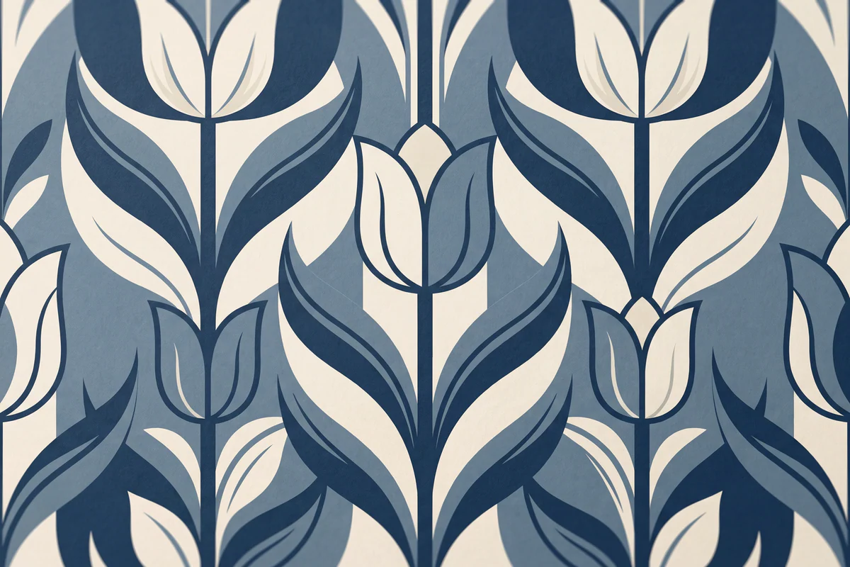 Motif de tulipe stylisé dans une composition décorative contemporaine